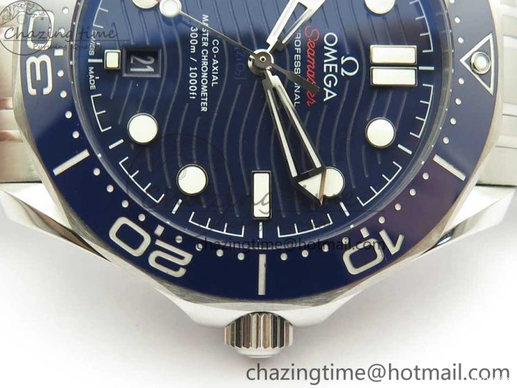 0424 ZeroBulk 2018 Seamaster Diver 300M OMF Best Edition Blue Ceramic Blue Dial on SS Bracelet A8800 (Black Balance Wheel) 7957